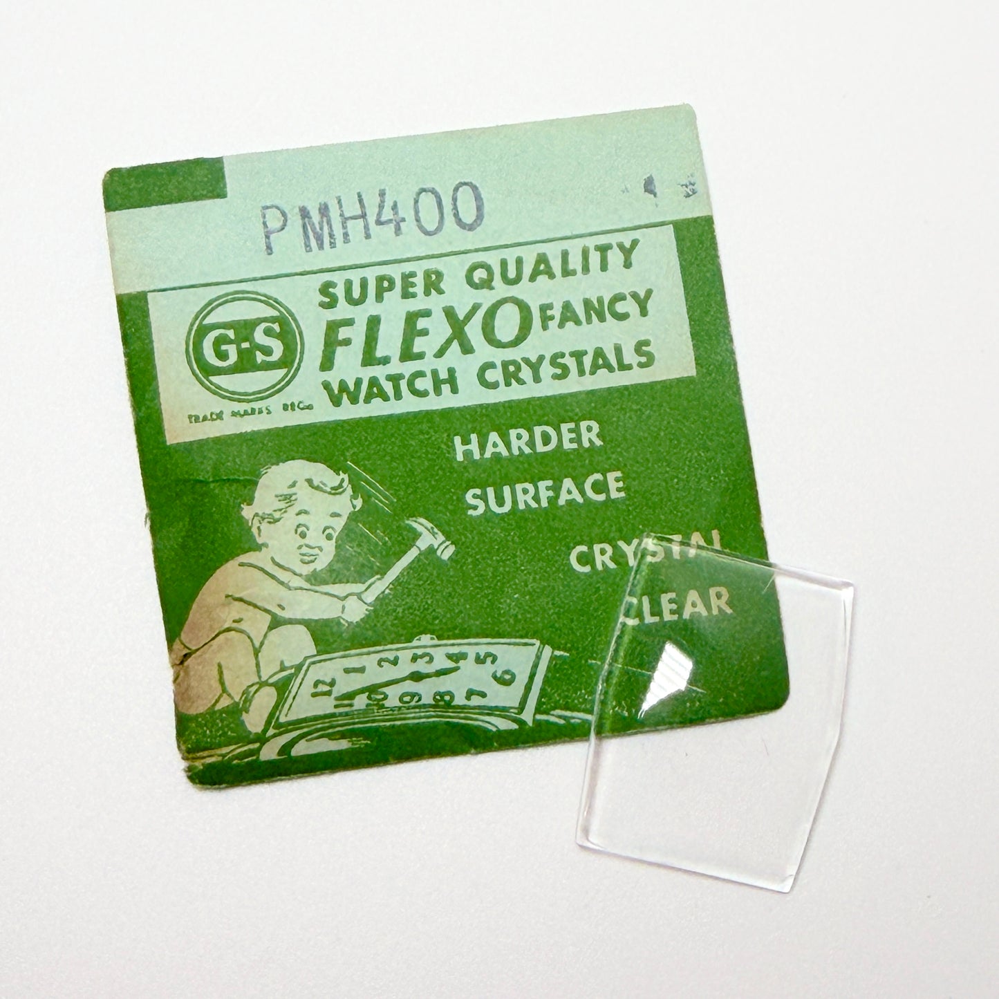 Hexagon - Bottom Edge Curved (Long Sides) - G-S Flexo Acrylic Watch Crystals - Vintage New Old Stock