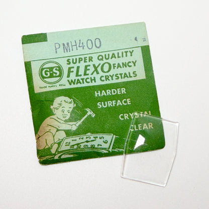 Hexagon - Bottom Edge Curved (Long Sides) - G-S Flexo Acrylic Watch Crystals - Vintage New Old Stock