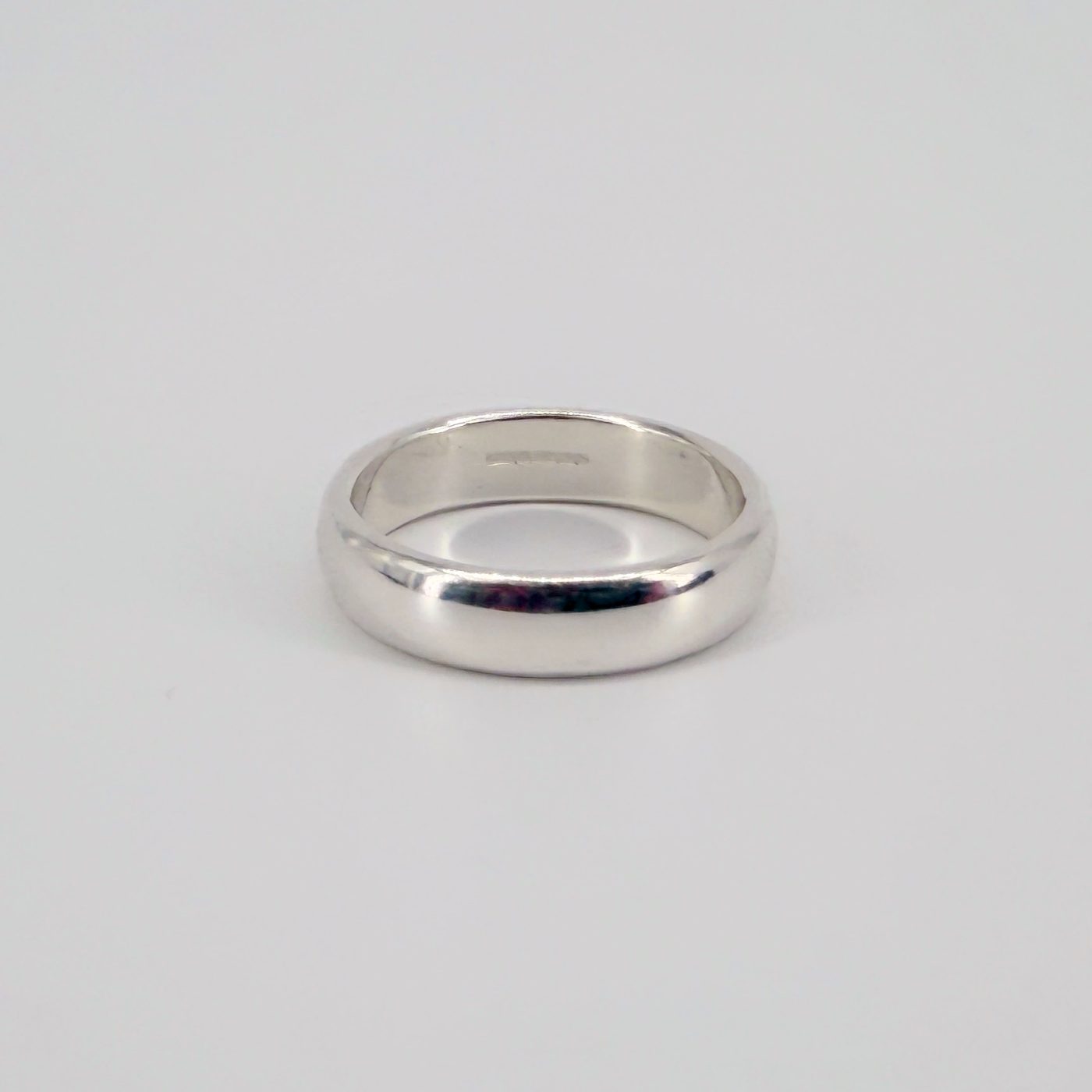 Sterling Silver Traditional D-Profile Wedding Ring, UK Hallmarks, Size R - image 3