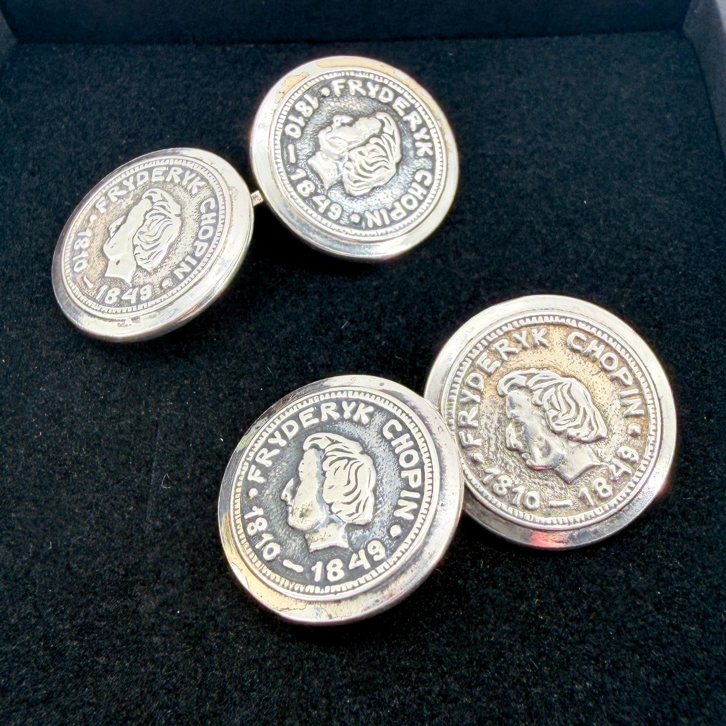 Vintage Polish Silver Fryderyk Chopin Cufflinks - Kraków
