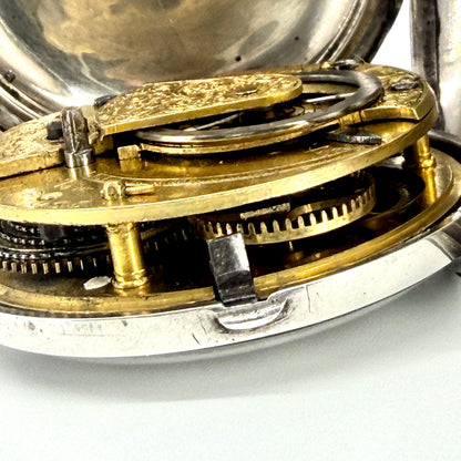 Antique Silver Cased Full Hunter Fusee Pocket Watch – London 1854 – J. Rogers