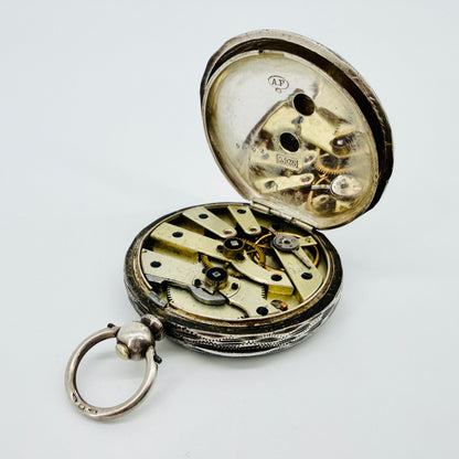 Antique Swiss 935 Silver Pocket Watch - Key Wound - Working