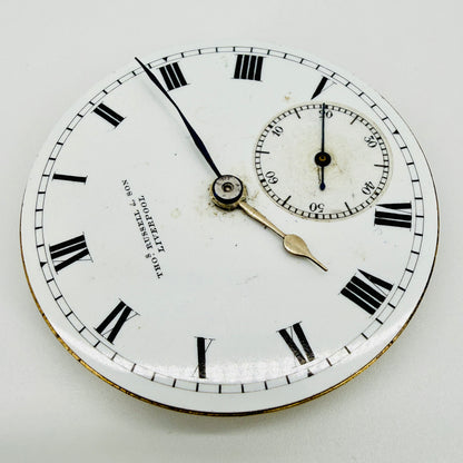 Antique Thomas Russell & Son Liverpool Pocket Watch Movement - Working - 42.9mm