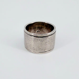 Vintage Sterling Silver Spinner Ring – Wide Band, UK T 1/2
