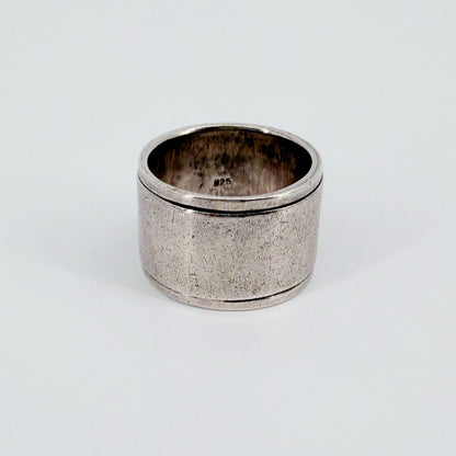 Vintage Sterling Silver Spinner Ring – Wide Band, UK T 1/2 - image 1
