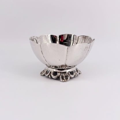 Antique Silver Bowl with Ornate Foot, Base Stamped Silver, 93mm - image 3