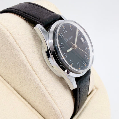 Lucerne Manual Wind Wristwatch - Black Dial - c.1970s - Working