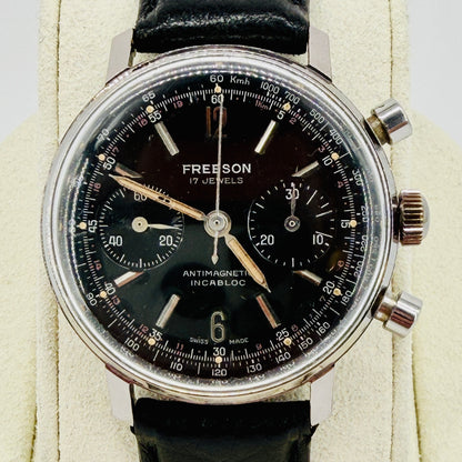 Vintage Freeson Black Dial Chronograph Watch - Landeron 48 - c.1960s