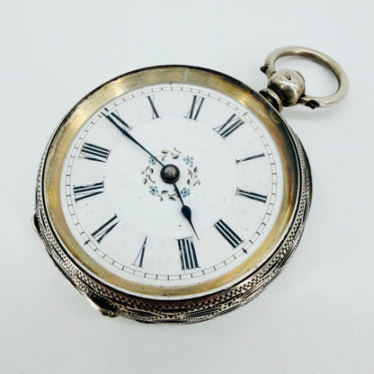 Antique Swiss 935 Silver Pocket Watch - Key Wound - Working