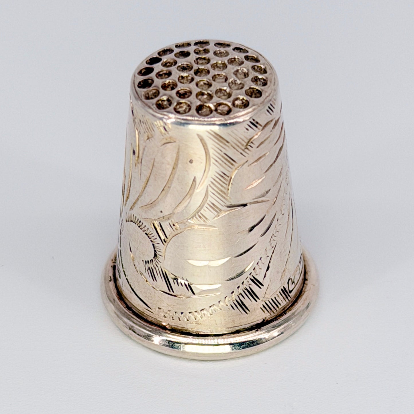 Vintage Sterling Silver Thimble Birmingham 1981 Engraved Floral Design