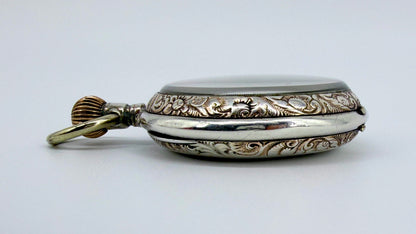 Antique Swiss / German Silver Pocket Watch – 10 Jewels – Working