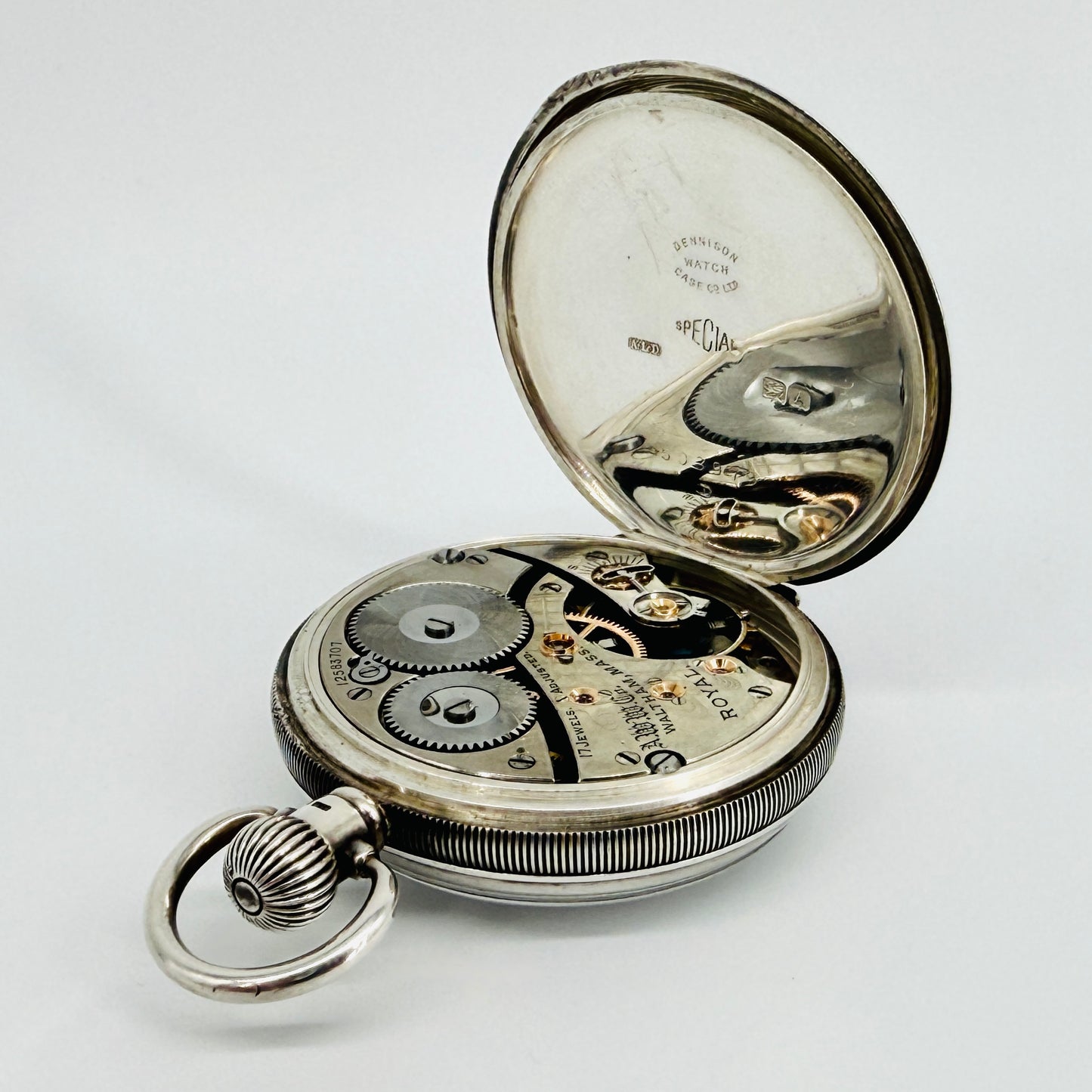 Antique Waltham "Royal" Pocket Watch - 1903 Movement - 1925 Silver Dennison Case - Working