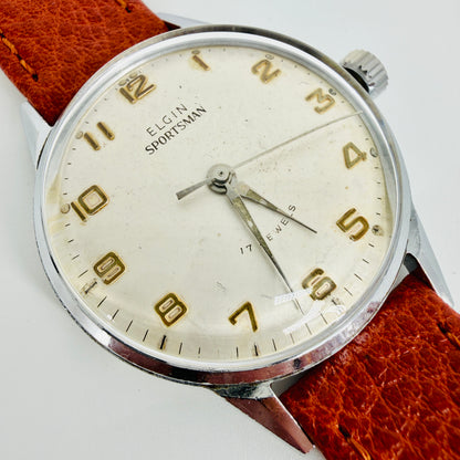 Vintage Elgin Sportsman Wristwatch - 17 Jewels Swiss Made 1960s - Working