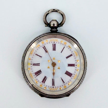 Antique Swiss Silver Cased Pocket Watch - Working