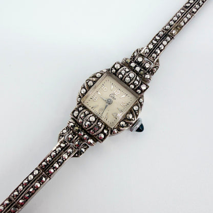Ladies Ciro Sterling Silver & Marcasite Cocktail Watch Boxed - 1959 - Working