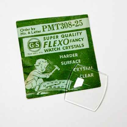 Tonneau / Barrel (PMT Series) - Bottom Edge Curved (Both Sides) - G-S Flexo Acrylic Watch Crystals - Vintage New Old Stock