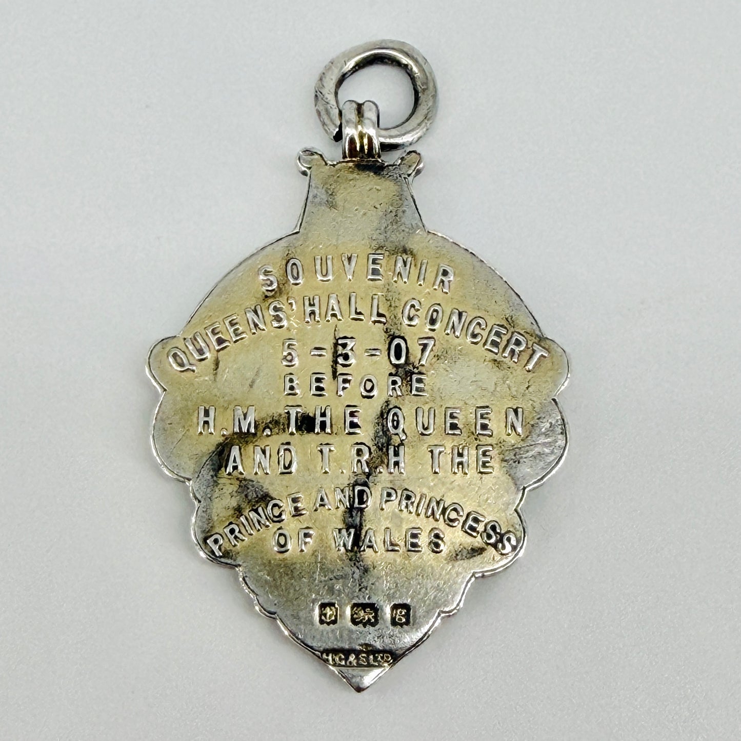 Antique Sterling Silver Enamel Fob Medal – Queen’s Hall Concert - 1906