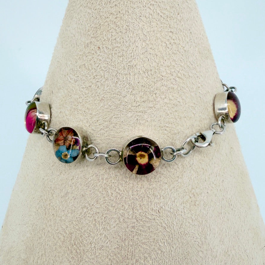 925 Sterling Silver Pressed Flower Bracelet