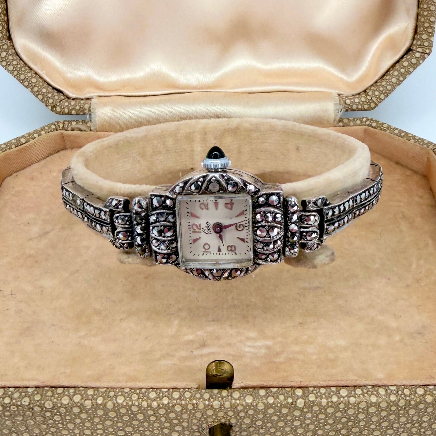 Ladies Ciro Sterling Silver & Marcasite Cocktail Watch Boxed - 1959 - Working