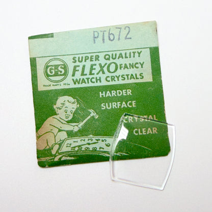 Tonneau / Barrel (PT Series) - Bottom Edges Flat - G-S Flexo Acrylic Watch Crystals - Vintage New Old Stock
