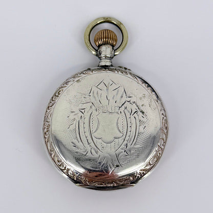 Antique Swiss / German Silver Pocket Watch – 10 Jewels – Working