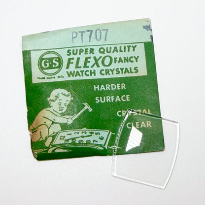 Tonneau / Barrel (PT Series) - Bottom Edges Flat - G-S Flexo Acrylic Watch Crystals - Vintage New Old Stock