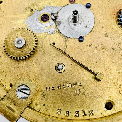 Antique Newsome Fusee Pocket Watch Movement – 49.2mm – Working Requires Service Repair