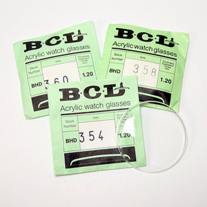 Round - High Dome - BCL Acrylic Watch Crystals - New Old Stock