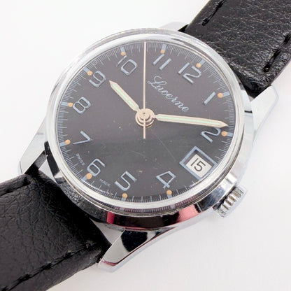 Lucerne Manual Wind Wristwatch - Black Dial - c.1970s - Working
