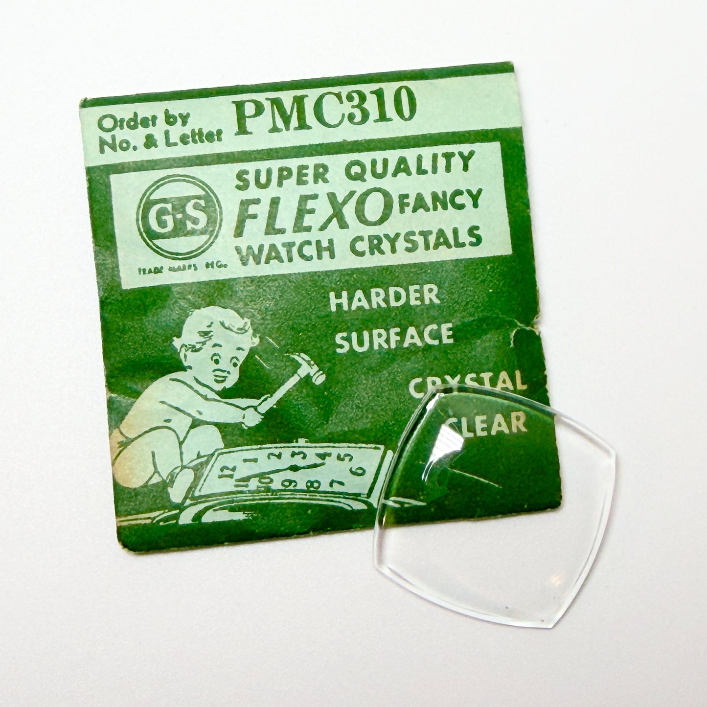 Curved Square - Bottom Edge Curved (One Side) - G-S Flexo Acrylic Watch Crystals - Vintage New Old Stock