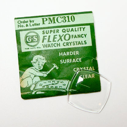 Curved Square - Bottom Edge Curved (One Side) - G-S Flexo Acrylic Watch Crystals - Vintage New Old Stock