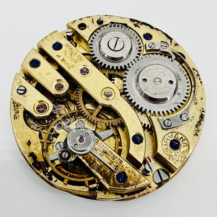 Antique Swiss "Nirvana" Pocket Watch Movement - 31.6mm - Stem at 3 – Spares / Repair