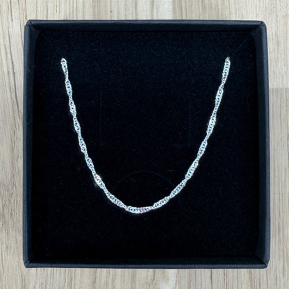 Brand New 925 Sterling Silver Singapore Chain Necklace – 18" (45cm)