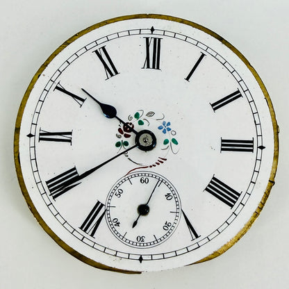 Antique Swiss Pocket Watch Movement - Decorative Dial - 36.4mm - Spares or Repair