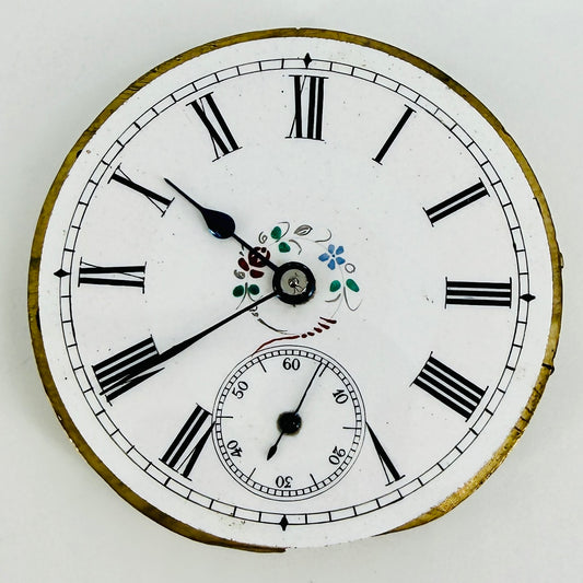 Antique Swiss Pocket Watch Movement - Decorative Dial - 36.4mm - Spares or Repair