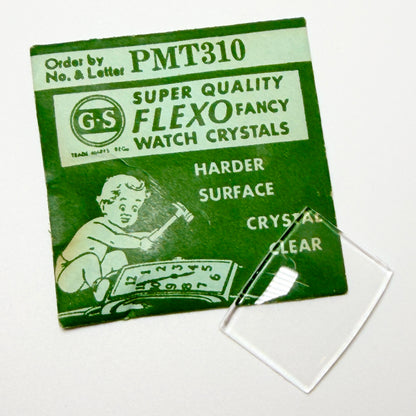 Tonneau / Barrel (PMT Series) - Bottom Edge Curved (Long Sides) - G-S Flexo Acrylic Watch Crystals - Vintage New Old Stock