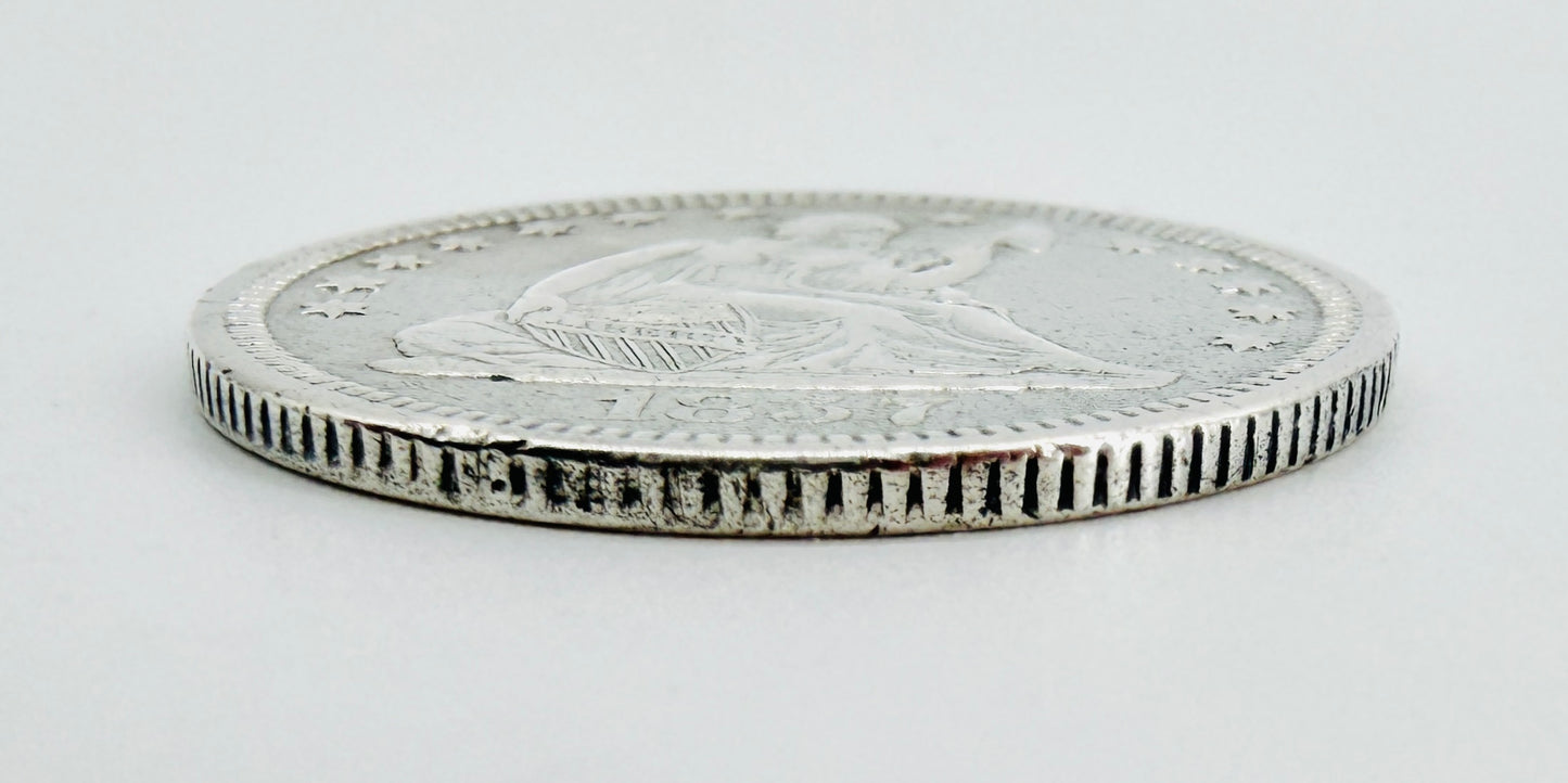 1857 Seated Liberty Quarter Dollar Silver Coin — United States — Antique US Silver Coin