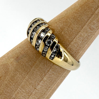 925 Silver Gilt Ring Set with White Stones – UK Size T