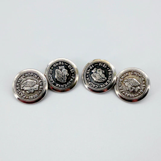 Vintage Polish Silver Fryderyk Chopin Cufflinks - Kraków