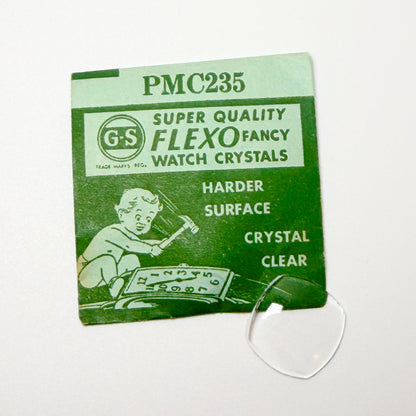 Curved Square - Bottom Edge Curved (Both Sides) - G-S Flexo Acrylic Watch Crystals - Vintage New Old Stock