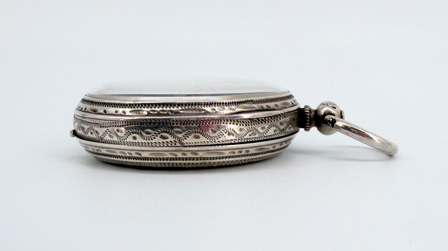 Antique Swiss Silver Cased Pocket Watch - Working