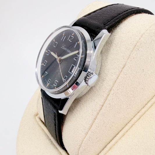 Lucerne Manual Wind Wristwatch - Black Dial - c.1970s - Working