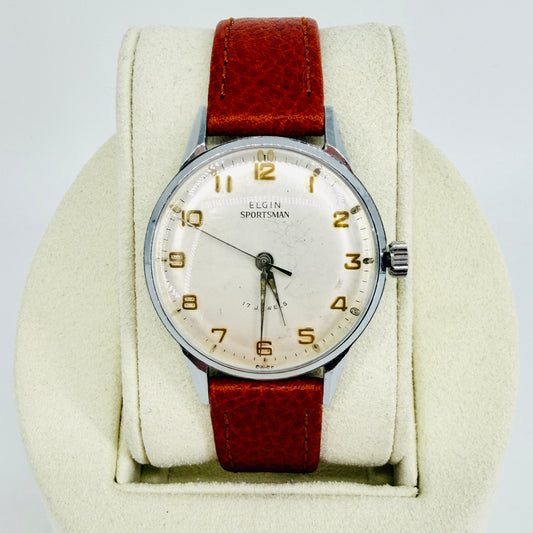 Vintage Elgin Sportsman Wristwatch - 17 Jewels Swiss Made 1960s - Working