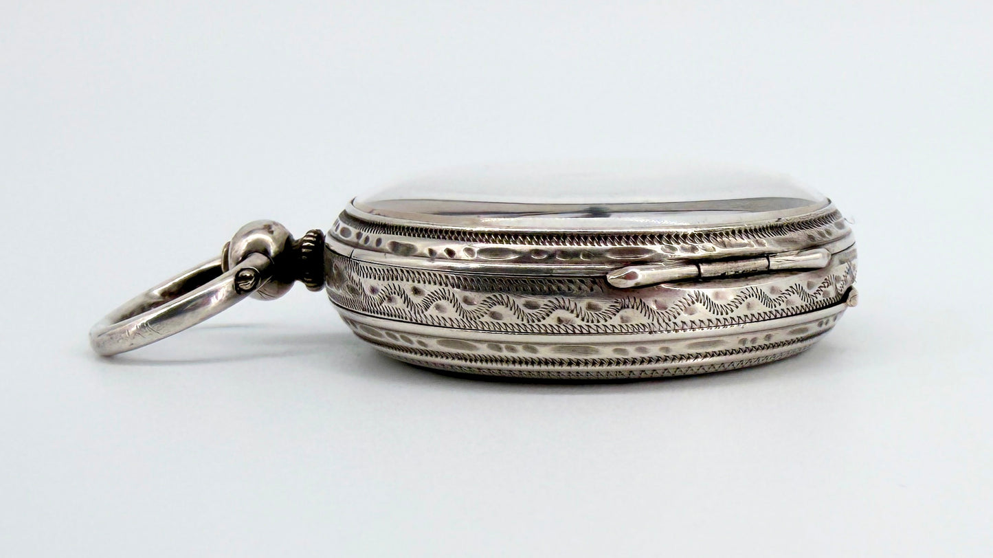 Antique Swiss Silver Cased Pocket Watch - Working