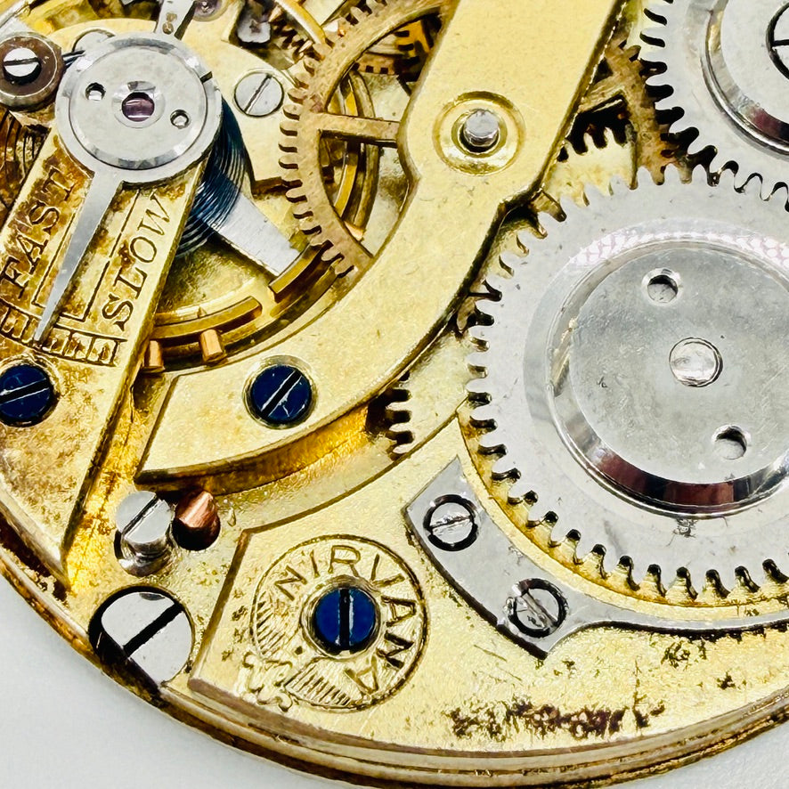Antique Swiss "Nirvana" Pocket Watch Movement - 31.6mm - Stem at 3 – Spares / Repair