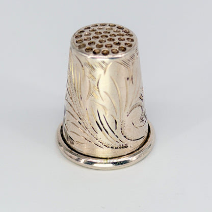 Vintage Sterling Silver Thimble Birmingham 1981 Engraved Floral Design