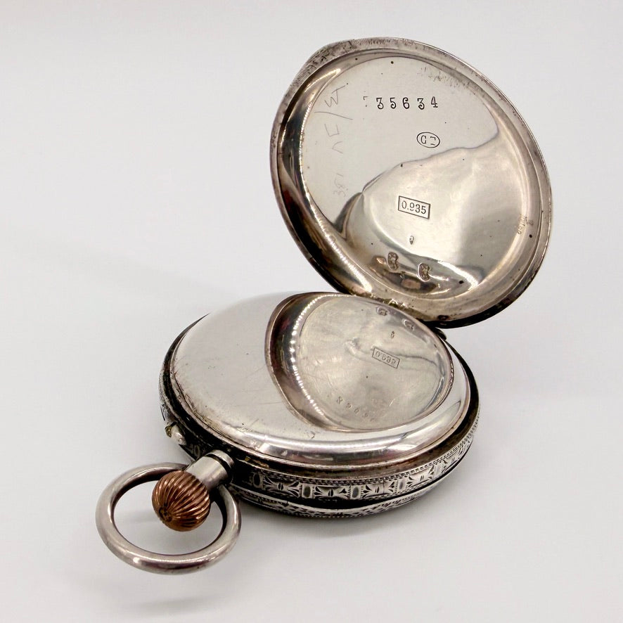 Antique Swiss 935 Silver Pocket Watch - Gédéon Thommen G.T. - Working