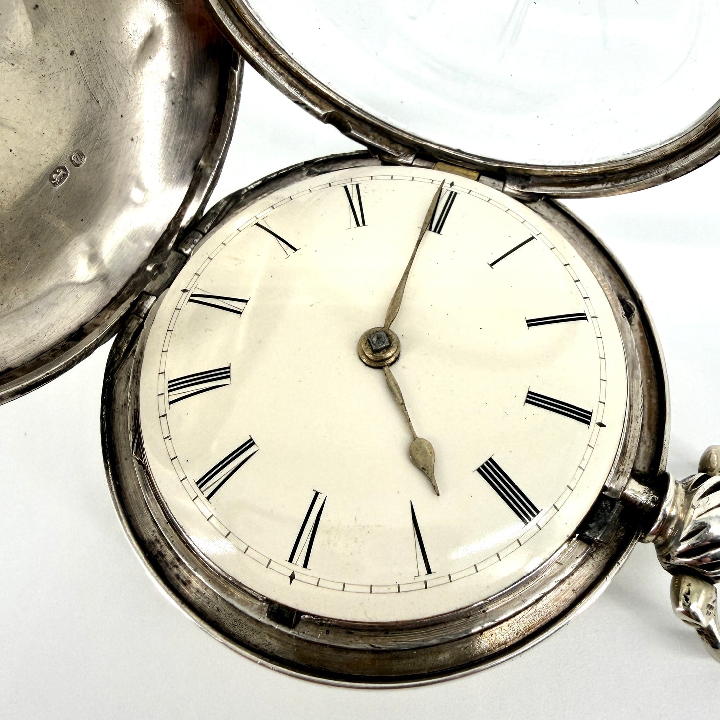 Antique Silver Cased Full Hunter Fusee Pocket Watch – London 1854 – J. Rogers