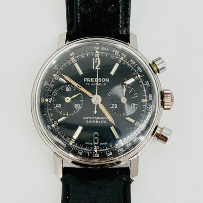 Vintage Freeson Black Dial Chronograph Watch - Landeron 48 - c.1960s