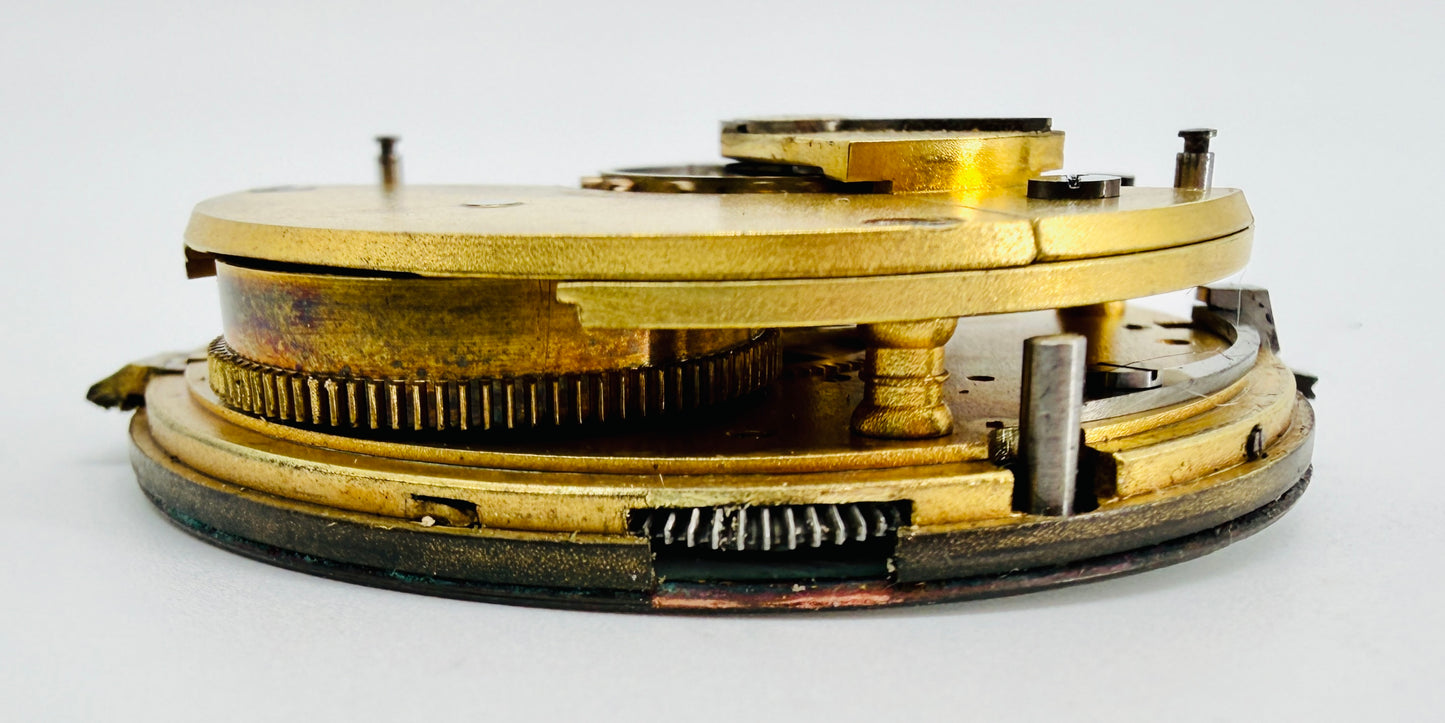 Antique English Pocket Watch Movement – 48.3mm – Working Requires Service